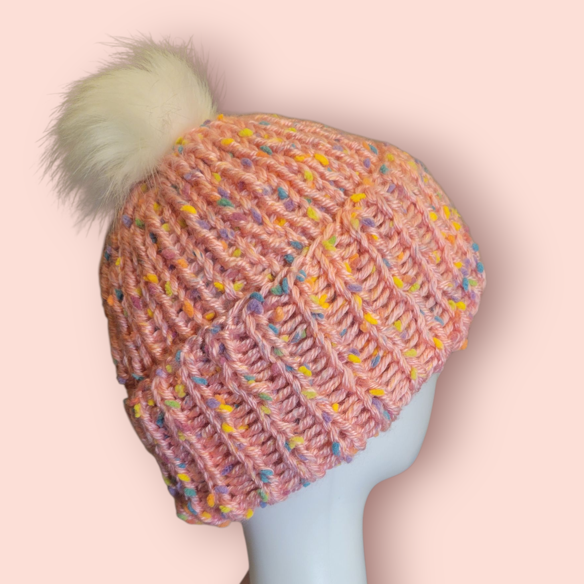Pink Confetti Knit Beanie