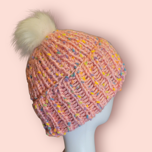 Pink Confetti Knit Beanie